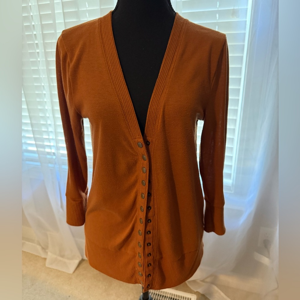 Zenana Outfitters Rust Button-Down Cardigan